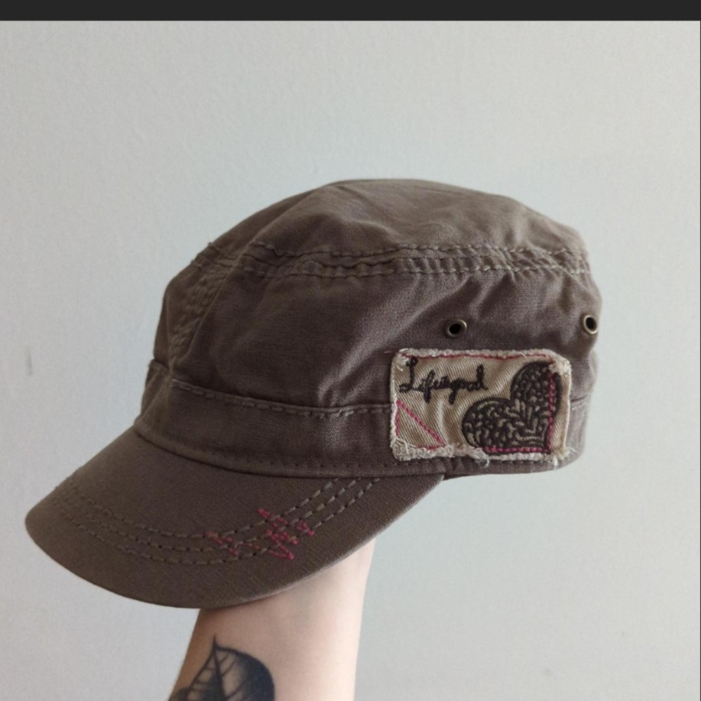 Life Is Good Brown Cap with Heart Patch